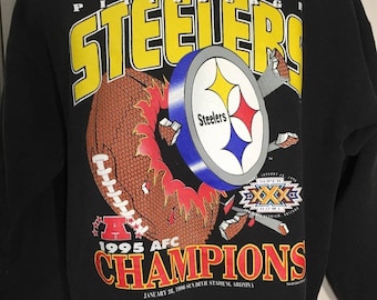 Vintage Pittsburgh Steelers 1995 AFC Champions Sweatshirt 1996 Super Bowl 30 XXX
