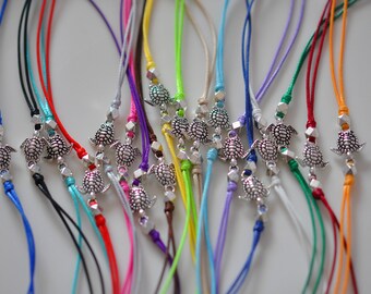 Sea turtle anklet, silver anklet with turtle charm,Turtle Anklet, Adjustable Anklet,cord bracelet,beaded ankle bracelet,gifts for her.