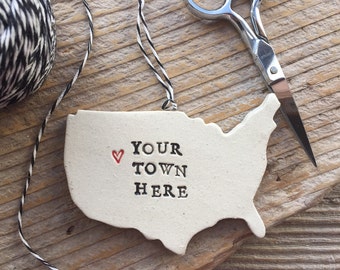 Your Town Pottery Ornament - Custom Made