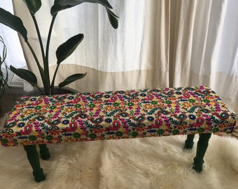 Embroidered colorful Bench