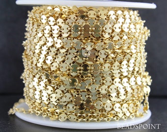 14K Gold Filled 4mm Sequin Disc Chain- Gold Filled Round Disc Circle Chain, Chain by foot, Wholesale, BULK Low Price (GF-018)
