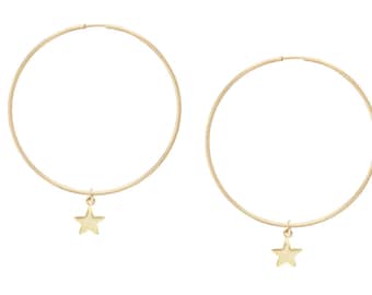 Gold Star Hoop Earrings | Hoop Earrings | Gold Hoop Earrings | 14kt Gold Filled