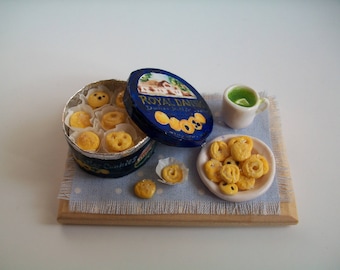 Dollhouse Miniature Clay Food, Danish Butter Cookies, Handmade Miniature Food
