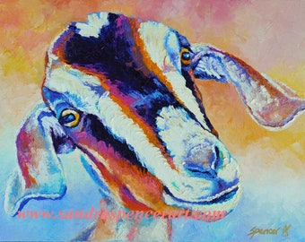 SALE Original Nubian Pygmy Cross Goat Oil Painting 11"x14"