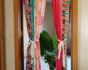 Boho Door Curtains Bohemian Scarf Curtains Hippie Curtains Boho Curtains Gypsy Curtains Closet Door Curtains