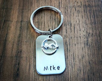 Hand Stamped Personalized Swimmer Keychain - Swimmer Keychain - Boys Swimmer Gift - Swimmer Team Gifts - Senior Night Gift