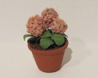 Miniature Potted Pink Hydrangea's 1:12 Scale
