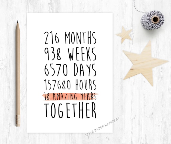 18th anniversary card, 18th wedding anniversary card, 18 amazing years, 18 years together, valentines card, gay anniversary card