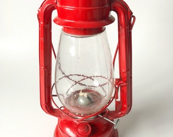 Vintage Red Lantern , Winged Wheel Lantern No 500 , Railroad Lantern , Rustic Home Decor