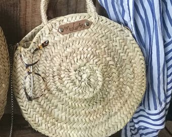 Round basket with chain "Lina" round basket, basket bag, size S