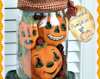 Primitive Pumpkin Pattern, Canned Pumpkins E-pattern, Sewing Pattern, Fall, PDF Instant digital download pattern, Digital download pattern