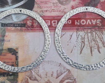 Hammered brass hoops, Brass Stampings, gypsy hoops, hoop earrings, Findings, Sterling Silver Ox, Jewelry Supplies