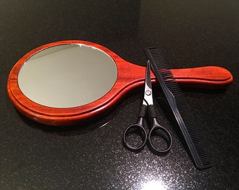 Exotic Wooden Hand Mirror (Beveled Edge)