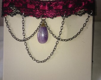 semi precious and lace stone necklace