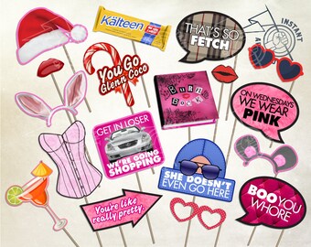 MEAN GIRLS Movie Inspired Photo Booth Party Props -Digital Download- Printable Decoration Cady Regina George Gretchen Wieners Fetch Plastics