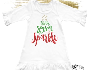 TIS THE SEASON To Sparkle Tee Tank Dress / Chistmas Baby Bodysuit / Girl's Holiday Outfit / Baby's First Christmas / Santa Claus Tee Shirt