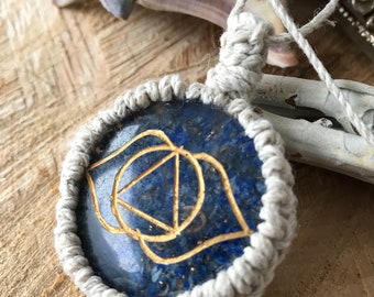 Handmade. Hemp Necklace, Third eye chakra