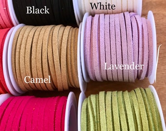 Faux Suede cord, faux leather, jewelry making, leather lace cord, 5 yards per roll, 25 colors, you pick color