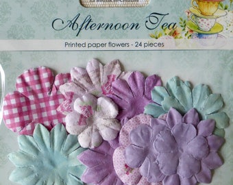 24 flowers paper blossoms "Afternoon Tea" ScrapBerry's new!