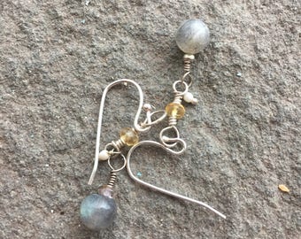 Labradorite and citrine earrings