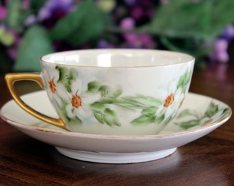 Iridescent Teacup, Cup and Saucer, Pearlized Teacups, Made in Austria 13723