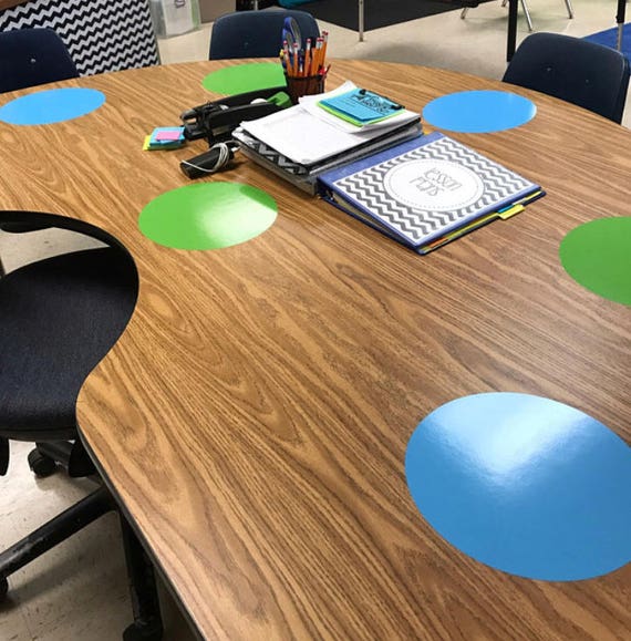 Dry erase spots for guided reading tables