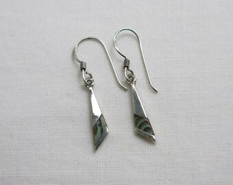 Silver drop earrings with abalone