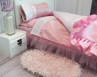 Fluffy Pink 18" Doll Fur Rug/18 inch doll rug