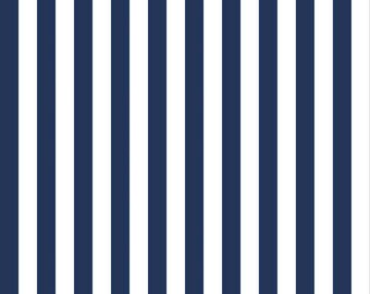 Navy and White Striped Fabric from Riley Blake Designs - Half 1/2 Inch Stripes - Half Yard - C530-21