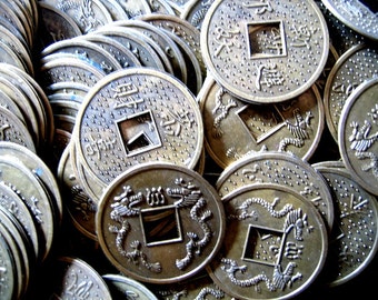 TEN VINTAGE Lucky COINS Feng Shui Asian
