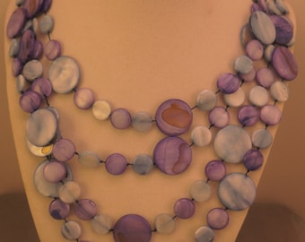 Dyed Shell Double Strand Necklace 1980s