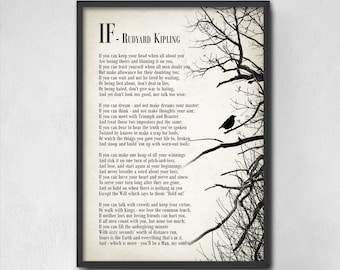 If by Rudyard Kipling Typography Print - Inspirational Poster - Student Wall Art Poster - Dorm Decor - Poetry Wall Art Decor - Gift for Him