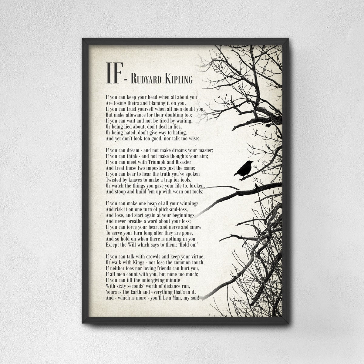 if by rudyard kipling typography print inspirational poster