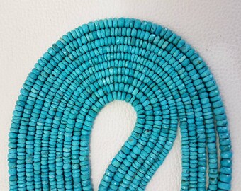 Rare Natural Arizona Turquoise beads , Arizona faceted turquoise beads,AAA high quality faceted Rondelles beads size 3.5mm 8 inche strand