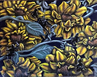 ORIGINAL 16x20 Sunflower wall art Acrylic Painting
