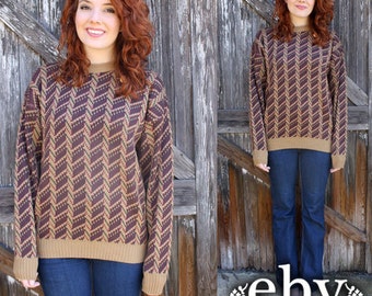 Vintage Sweater Vintage Jumper Vintage Knit Oversized Sweater Oversized Knit Vintage Beige Hippie Boho Knit Oversized Sweater Jumper S M L