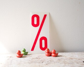 Vintage Percent Sign - Red Marquee Plastic Number Percentage Percent Sign