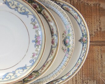 Mismatched Noritake Saucers Set of 4 Plates for Wedding Bridesmaid Luncheon Tea Party