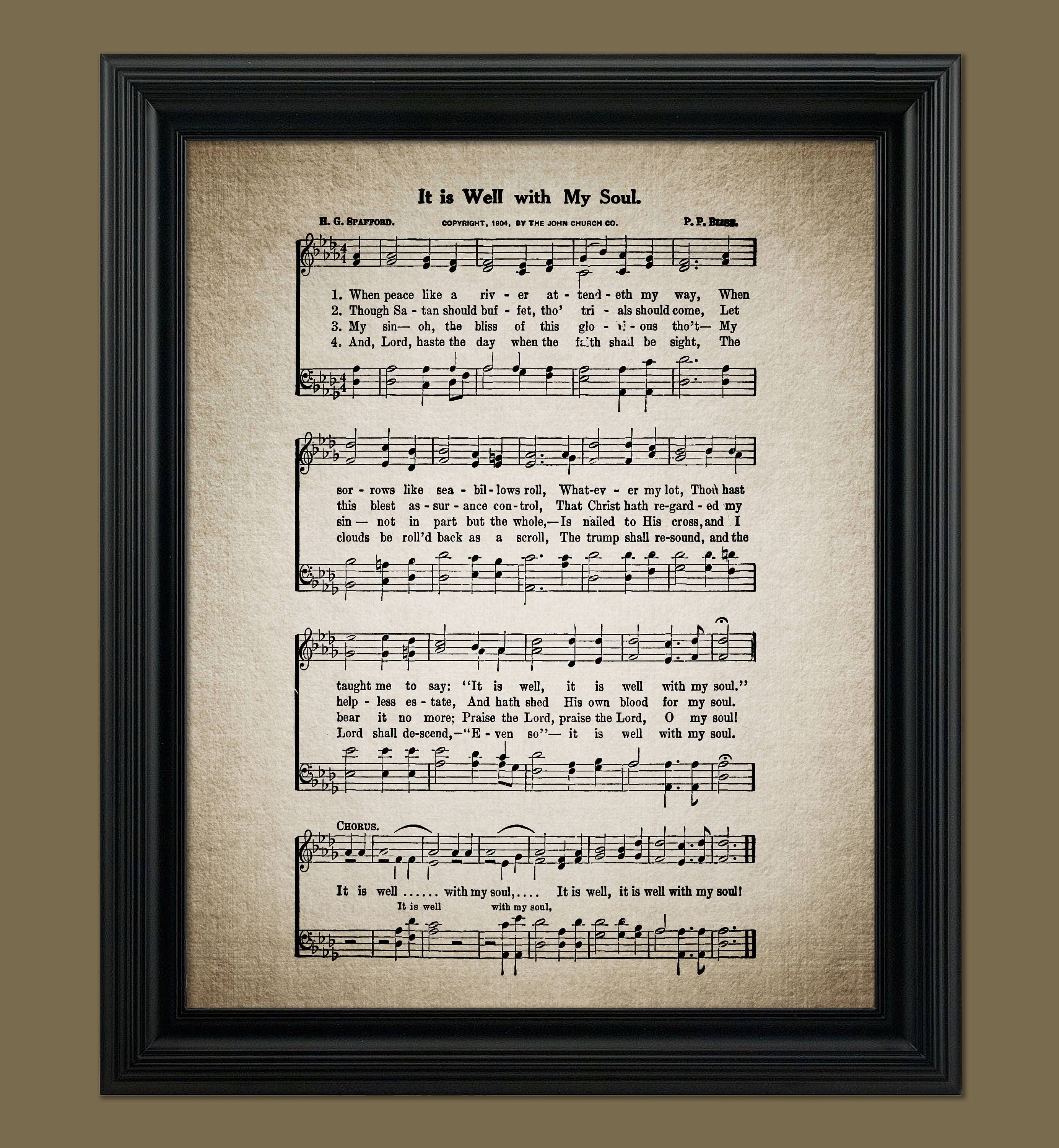 It Is Well With My Soul Hymn Print Sheet Music Hymn Art