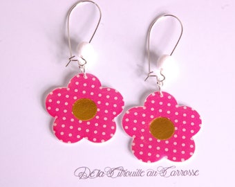 White polka dots Flower Earrings