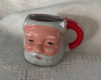 Vintage Santa Mug Candle Japan Santa Cup Christmas Holiday Country Cottage Decorating 1940s Collectible Christmas St Nick