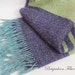 Alpaca Prayer Shawl, hand knit, purple, lime, teal, Alpaca, mohair, silk, chevron