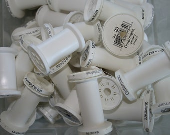 Empty plastic thread spools white grey gray gold craft supplies