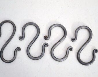 hand forged, wrought iron 'S' hooks