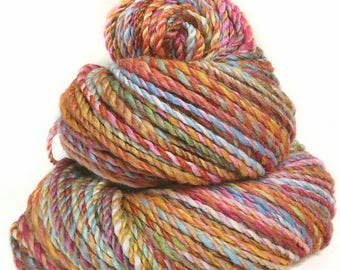 Handspun Yarn handdyed merino wool bamboo and silk