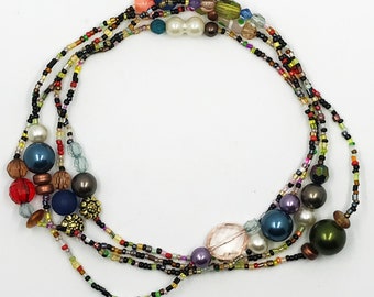 52" multi color and multi bead necklace