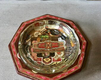 Altered 8 Sided Cigar Ashtray Decorated with Cigar Bands
