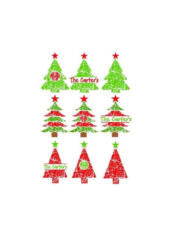 Download Vine Christmas Tree Monogram Set SVG DXF PS Ai and Pdf