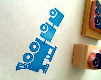 Train rubber stamp set // hand carved