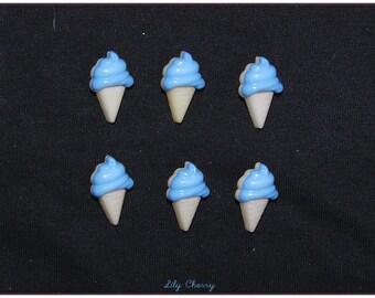 Ice blue x 6 plastic buttons